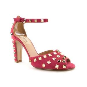 Valentino Pink Suede Rockstud Heels